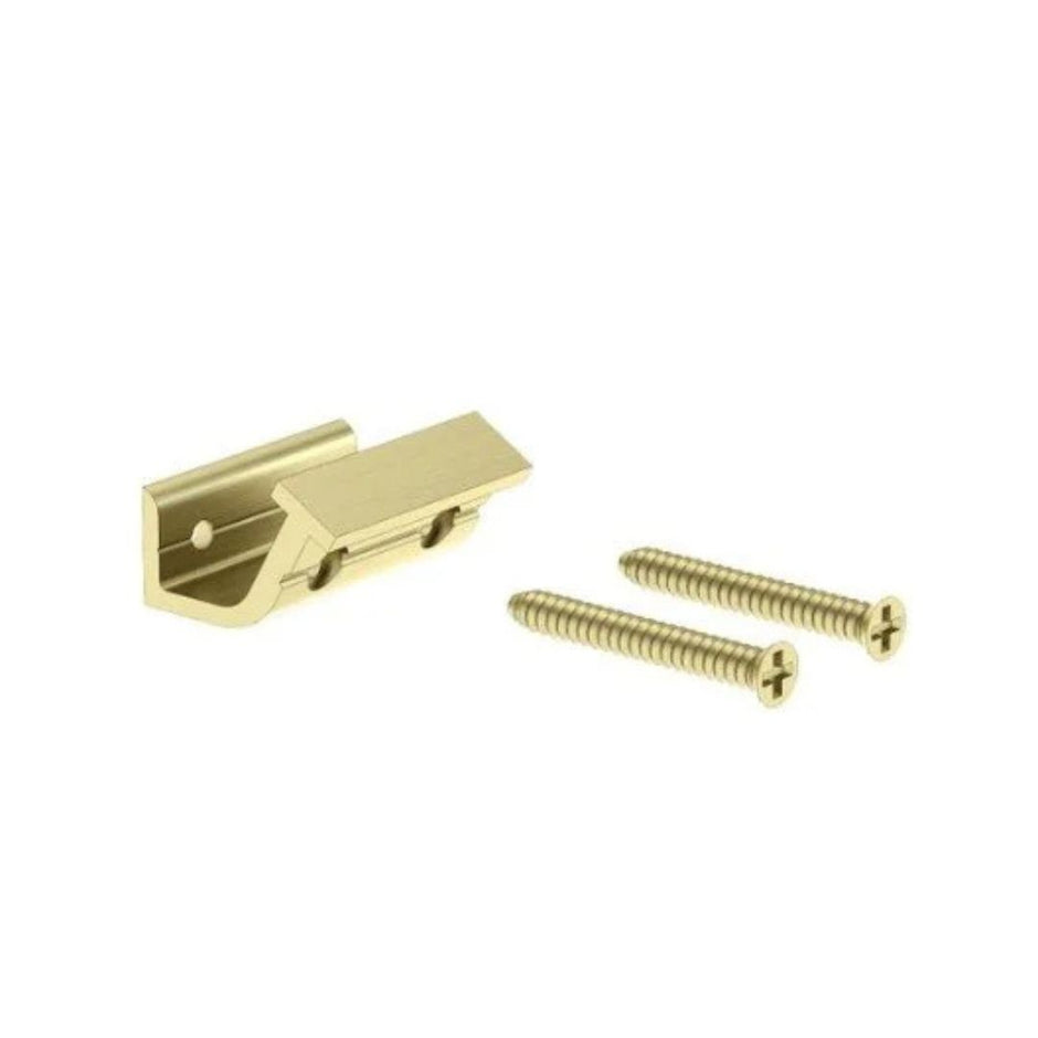 Quiet Glide horizontal bracket single roller in brushed satin brass.